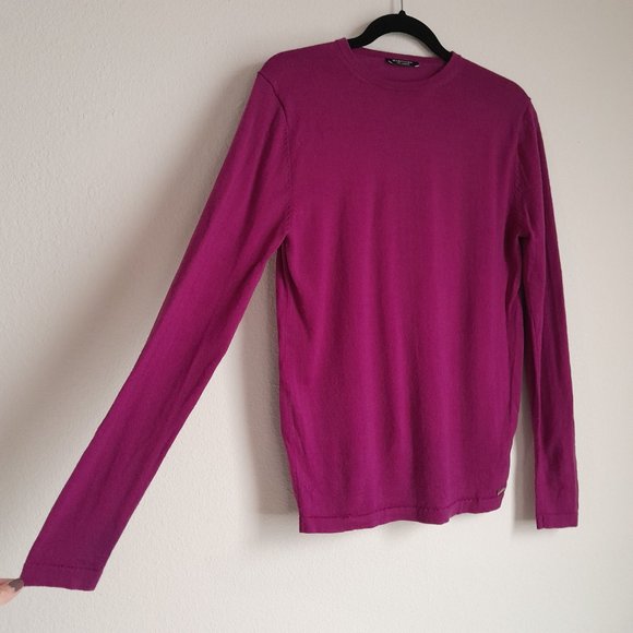 Marciano Los Angeles 100% Wool Long Sleeve Pullover Sweater Magenta Size M - Picture 2 of 8